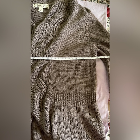 Decree Waterfall Cardigan Sweater Trumpet Sleeve L - Picture 9 of 16